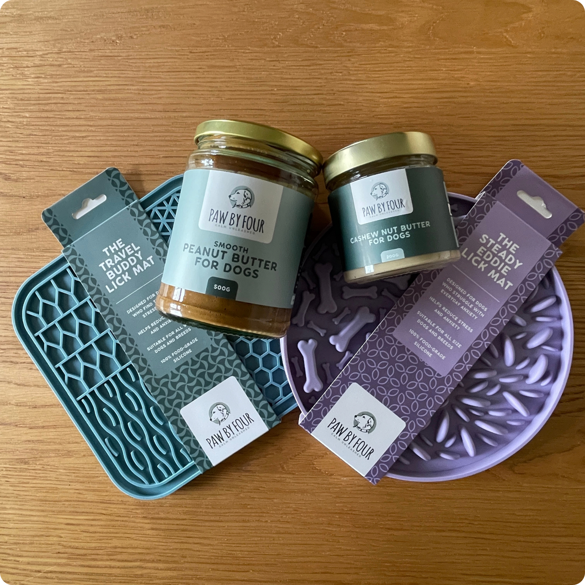 The Everyday Calm Kit | Steady Eddie Lick Mat, Peanut & Cashew Butters + Travel Buddy Lick Mat