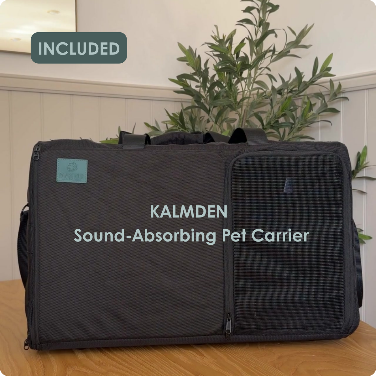 KalmDen Travel Set | Sound-Absorbing Dog Carrier + Travel Buddy Lick Mat