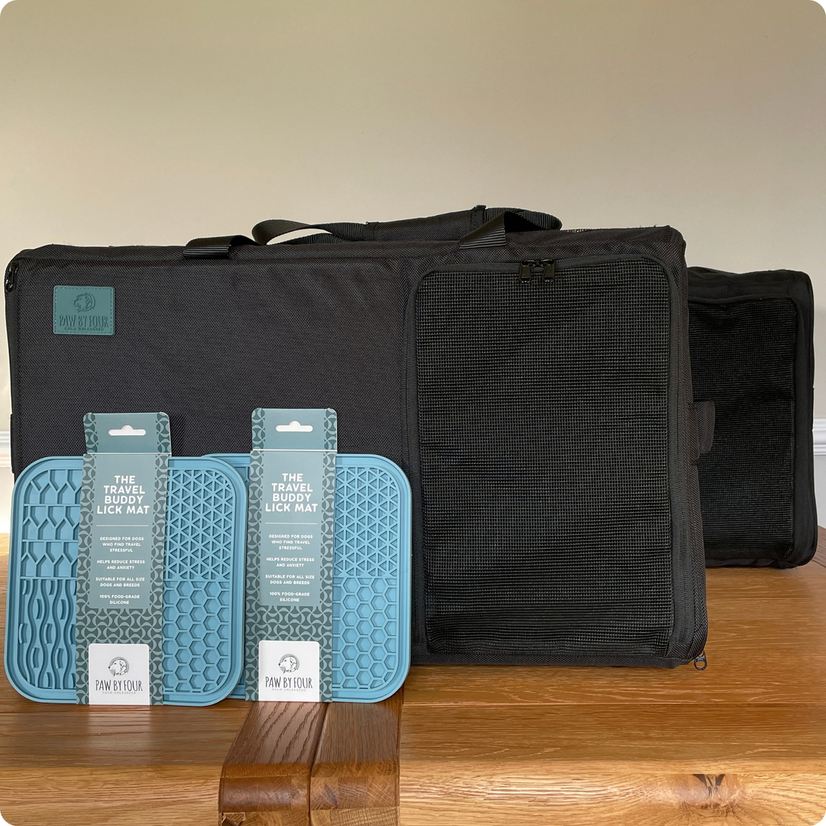The Two by Two Set | 2 Sound-Absorbing Dog Carriers + 2 Travel Buddy Lick Mats